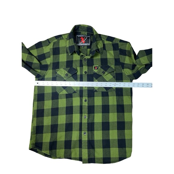 Milwaukee Leather Flannel Shirt Mens M Green Plaid Performance Apparel Button Up - Picture 7 of 10
